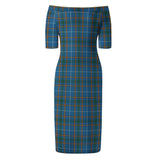 Clan Bain Tartan Off Shoulder Lady Dress VD1161