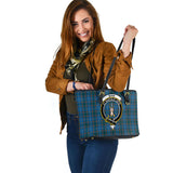 Clan Bain Crest Tartan Leather Tote Bag MT2162