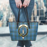 Clan Bain Crest Tartan Leather Tote Bag MT2162