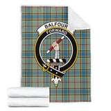 Clan Balfour Blue Crest Tartan Blanket UC36