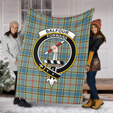 Clan Balfour Blue Crest Tartan Blanket UC36