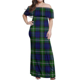 Clan Bannerman Tartan Off Shoulder Long Dress VL46