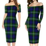 Clan Bannerman Tartan Off Shoulder Lady Dress VD1153