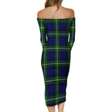 Clan Bannerman Tartan Off Shoulder Lady Dress VD1153