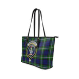 Clan Bannerman Crest Tartan Leather Tote Bag MT2154