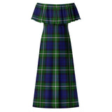 Clan Bannerman Tartan Off Shoulder Long Dress VL46