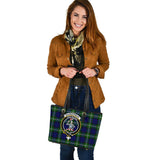 Clan Bannerman Crest Tartan Leather Tote Bag MT2154