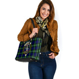 Clan Bannerman Crest Tartan Leather Tote Bag MT2154