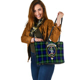 Clan Bannerman Crest Tartan Leather Tote Bag MT2154