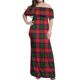 Clan Belshes Tartan Off Shoulder Long Dress VL55