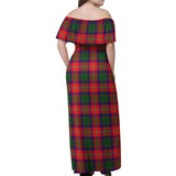 Clan Belshes Tartan Off Shoulder Long Dress VL55