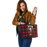 Clan Belshes Crest Tartan Leather Tote Bag MT2146