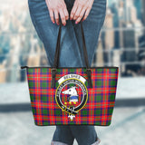 Clan Belshes Crest Tartan Leather Tote Bag MT2146