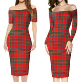 Clan Binning Tartan Off Shoulder Lady Dress VD1142