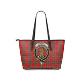 Clan Binning Crest Tartan Leather Tote Bag MT2143