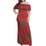 Clan Binning Tartan Off Shoulder Long Dress VL58