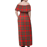 Clan Binning Tartan Off Shoulder Long Dress VL58