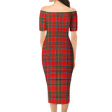 Clan Binning Tartan Off Shoulder Lady Dress VD1142