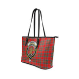 Clan Binning Crest Tartan Leather Tote Bag MT2143