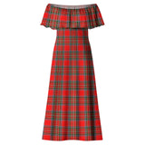 Clan Binning Tartan Off Shoulder Long Dress VL58