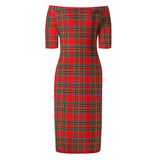 Clan Binning Tartan Off Shoulder Lady Dress VD1142