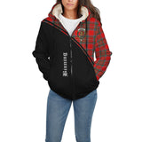 Clan Binning Crest Tartan Sherpa Hoodie Curve Style CE932