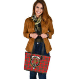 Clan Binning Crest Tartan Leather Tote Bag MT2143