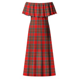 Clan Binning Tartan Off Shoulder Long Dress VL58