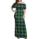 Clan Blackadder Tartan Off Shoulder Long Dress VL63