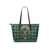 Clan Blackadder Crest Tartan Leather Tote Bag MT2138