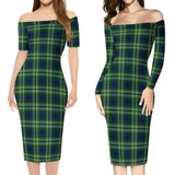 Clan Blackadder Tartan Off Shoulder Lady Dress VD1137