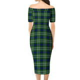 Clan Blackadder Tartan Off Shoulder Lady Dress VD1137