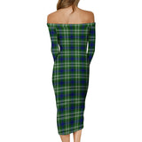 Clan Blackadder Tartan Off Shoulder Lady Dress VD1137