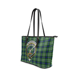 Clan Blackadder Crest Tartan Leather Tote Bag MT2138