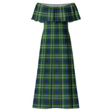 Clan Blackadder Tartan Off Shoulder Long Dress VL63