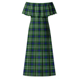 Clan Blackadder Tartan Off Shoulder Long Dress VL63