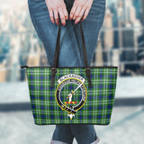 Clan Blackadder Crest Tartan Leather Tote Bag MT2138