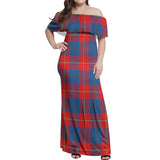 Clan Blane Tartan Off Shoulder Long Dress VL67