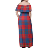 Clan Blane Tartan Off Shoulder Long Dress VL67