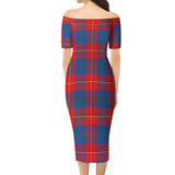 Clan Blane Tartan Off Shoulder Lady Dress VD1133