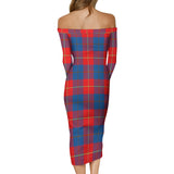 Clan Blane Tartan Off Shoulder Lady Dress VD1133