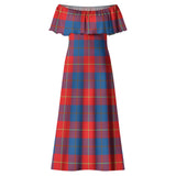 Clan Blane Tartan Off Shoulder Long Dress VL67