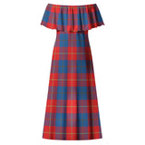 Clan Blane Tartan Off Shoulder Long Dress VL67