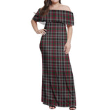 Clan Borthwick Tartan Off Shoulder Long Dress VL69