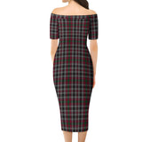 Clan Borthwick Tartan Off Shoulder Lady Dress VD1131