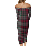 Clan Borthwick Tartan Off Shoulder Lady Dress VD1131