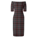 Clan Borthwick Tartan Off Shoulder Lady Dress VD1131