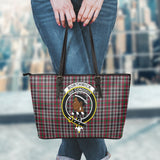 Clan Borthwick Crest Tartan Leather Tote Bag MT2132