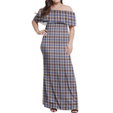 Clan Boswell Tartan Off Shoulder Long Dress VL70