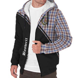 Clan Boswell Crest Tartan Sherpa Hoodie Curve Style CE920